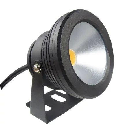 Foco LED impermeable negro 12V, 10W, blanco cálido