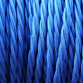 Retro kábel spirál, huzal textil borítással 2x0.75mm, kék |