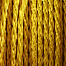 Retro kábel spirál, huzal textil borítással 2x0.75mm, sárga