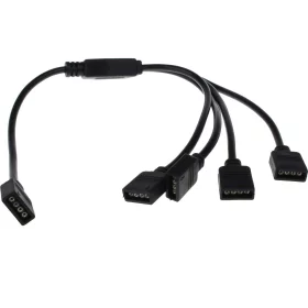 Kabelsplitter für RGB-Bänder, schwarz, 4x Ausgang, AMPUL.eu