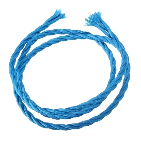 Retro cable spiral, wire with textile cover 3x0.75mm, blue