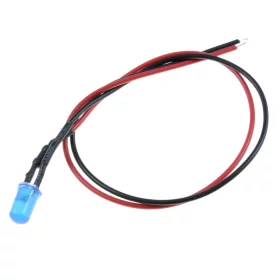 LED Diode 5mm with resistor, 20cm, Blue diffuse | AMPUL.eu