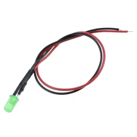 LED Diode 5mm with resistor, 20cm, Green diffuse | AMPUL.eu