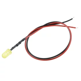 LED Dioda 5mm s rezistorem, 20cm, Žlutá difuzní | AMPUL.eu