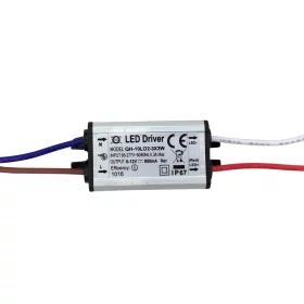 Power supply for 2-3 pieces of 3W LED, 6-12V, 900mA, IP67 |