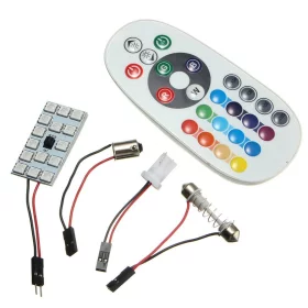 Panel RGB T10, BA9S, SUFIT - 15x5050 con controlador IR