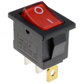 Rectangular rocker switch with backlight, red 250V/6A |
