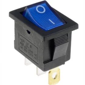Rectangular rocker switch with backlight, blue 250V/6A |