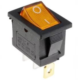 Rectangular rocker switch with backlight, yellow 250V/6A |
