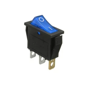 Rectangular rocker switch with backlight, blue 250V/15A |