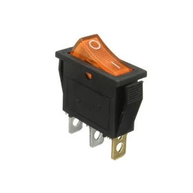 Kolébkový vypínač obdélníkový s podsvícením, žlutý 250V/15A | AMPUL.eu