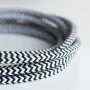 Retro cable round, wire with textile cover 2x0.75mm, black and white