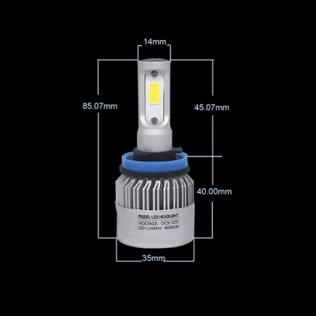 Jeu d'ampoules LED pour voiture avec culot H8, COB LED, 4000lm, 12V