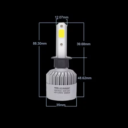 Jeu d'ampoules LED pour voiture avec culot H1, COB LED, 4000lm, 12V