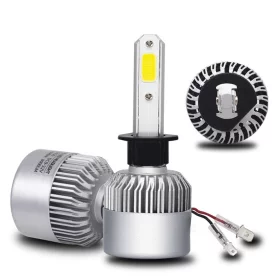 Juego de bombillas LED para coche con base H1, LED COB, 4000lm, 12V