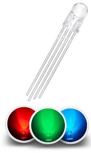LED Dioda 5mm čirá, RGB, společná anoda