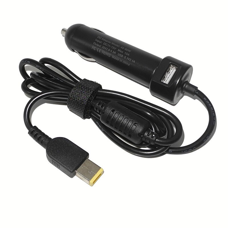Autonabíječka pro notebooky Lenovo, 20V, 90W, hranatý konektor C34 s USB výstupem