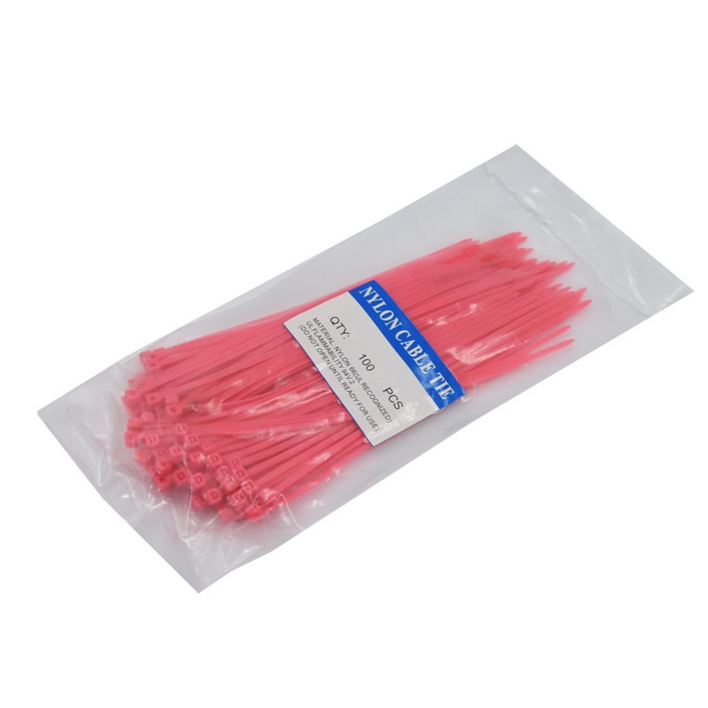 Stahovací pásky nylonové 3x100mm, růžové