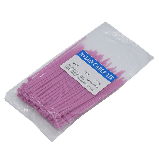 Stahovací pásky nylonové 3x100mm, světle fialové