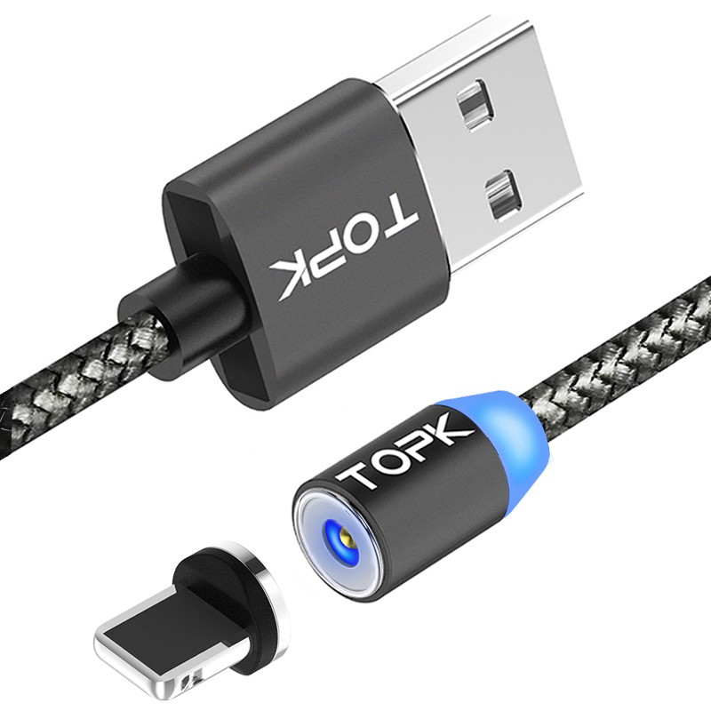 Magnetický kabel pro iPhone, šedý, 1m