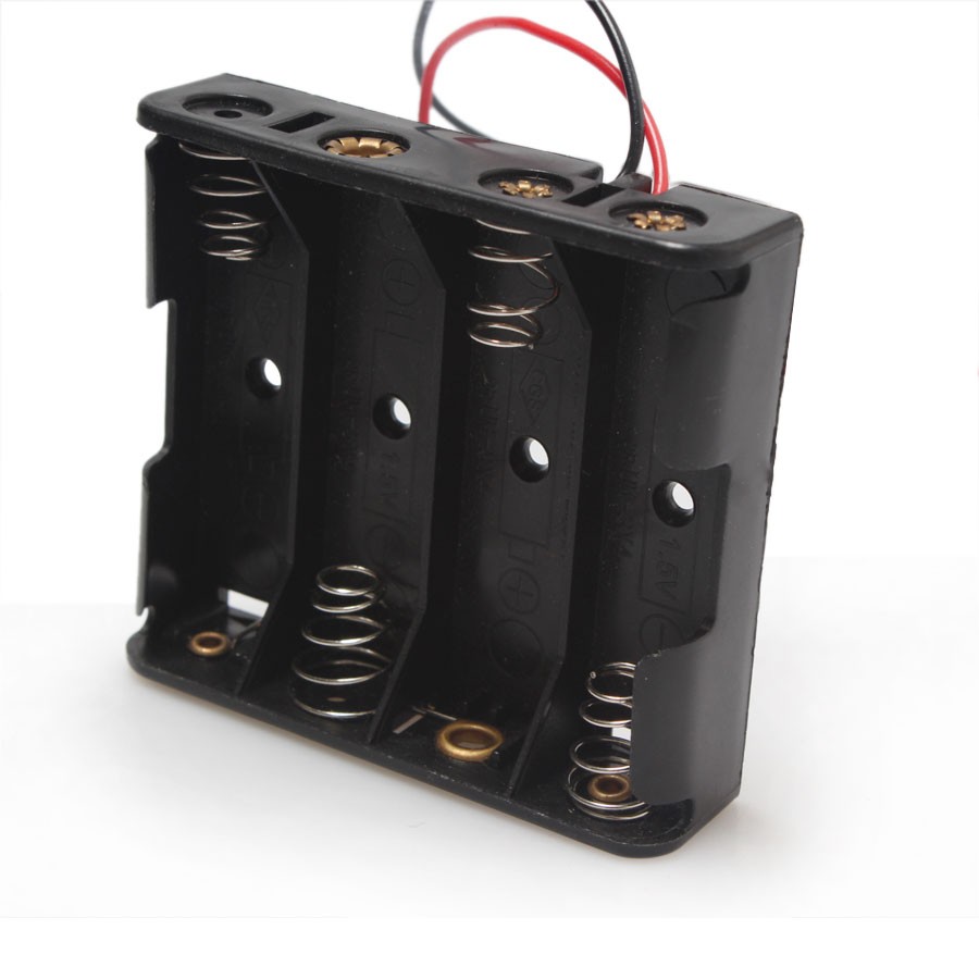 Bateriový box pro 4 kusy AA baterie, 6V, plochý