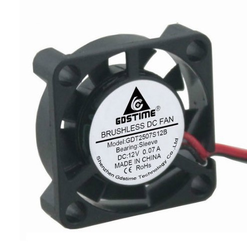 Ventilátor 25x25x7mm, 12V DC, XH2.54